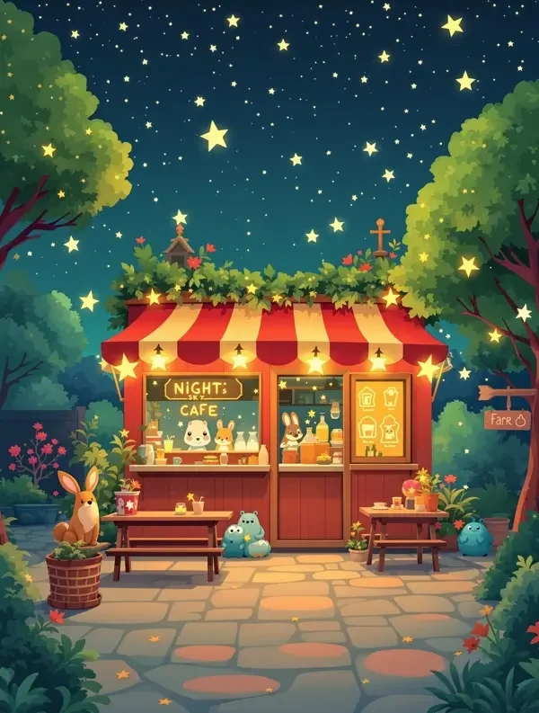 星空小馆动画剧集海报，星空下的动物小馆