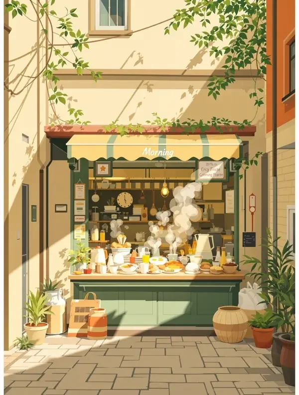 巷口早餐店剧集海报，清晨巷口的早餐店