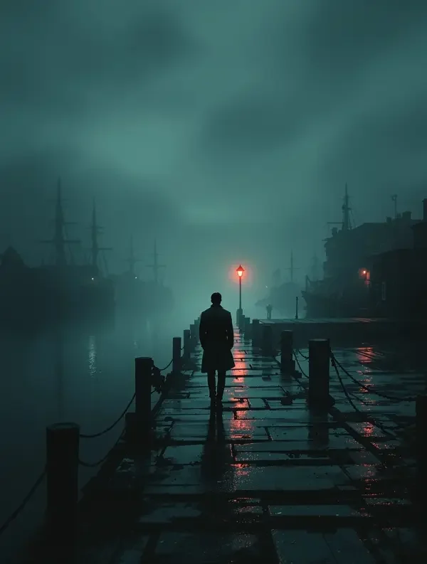 雾港迷踪电影海报，暮色迷雾港口