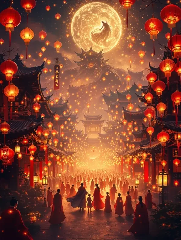 长安夜谈剧集海报，灯火通明的长安之夜